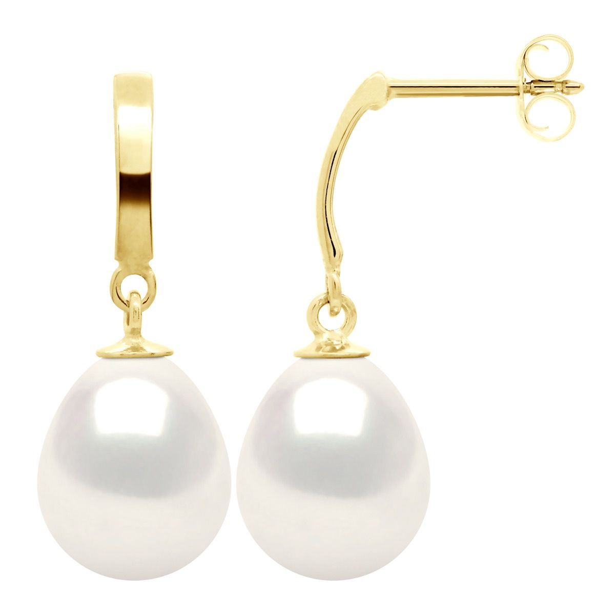 Elegante Goldohrringe mit birnenförmigen Perlen