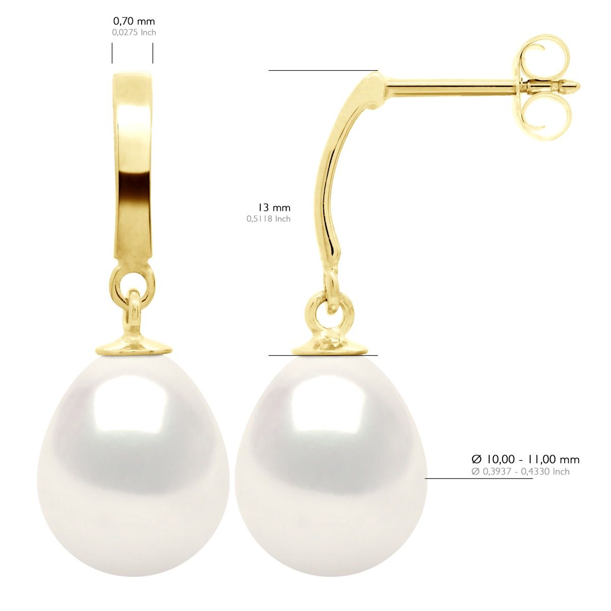 Elegante Goldohrringe mit birnenförmigen Perlen