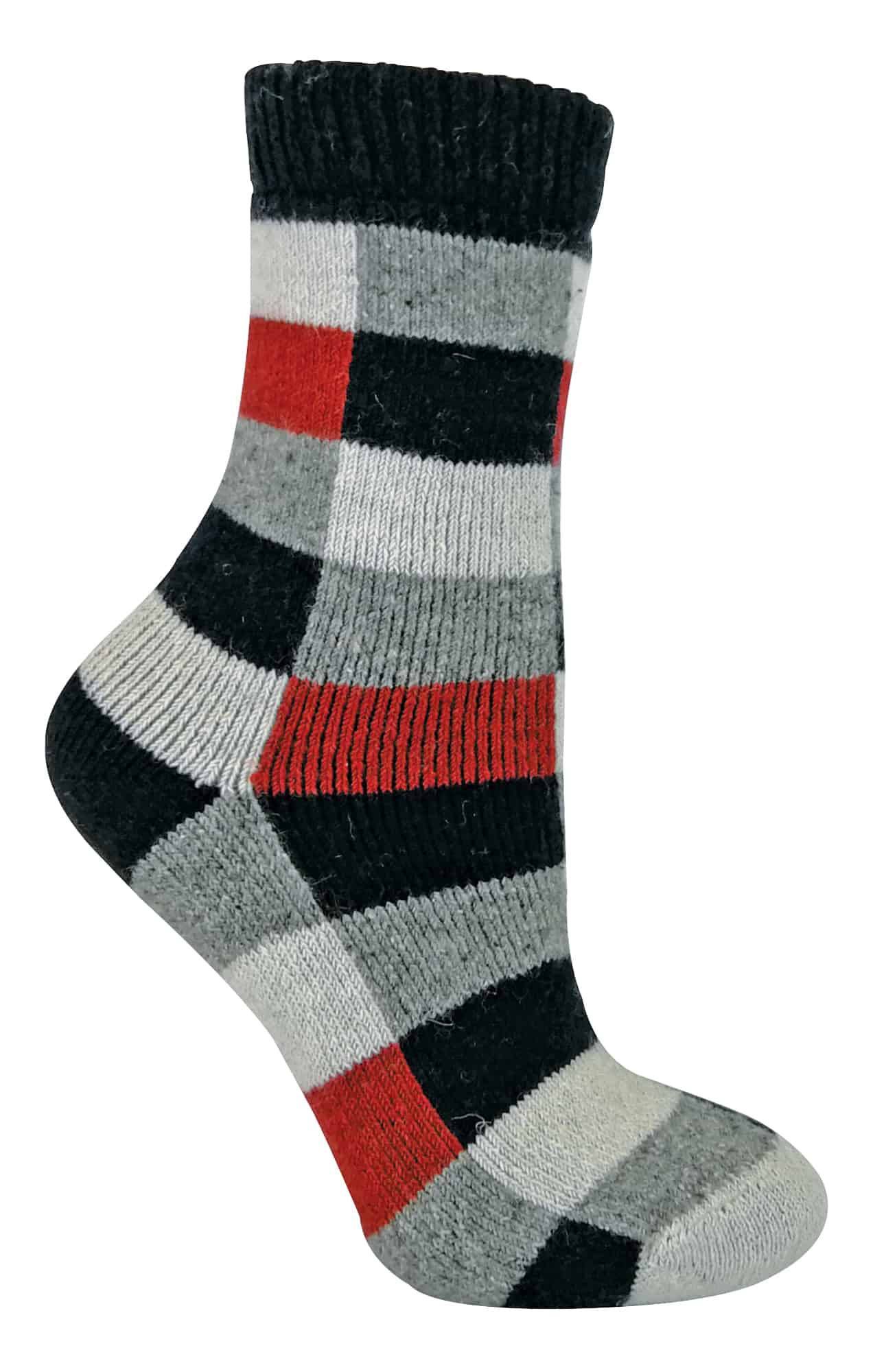 Atmungsaktive Wollmischsocken mit Karomuster