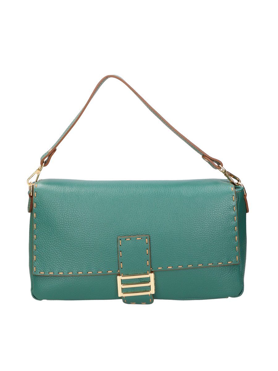Elegante Baguette-Tasche aus genarbtem Leder