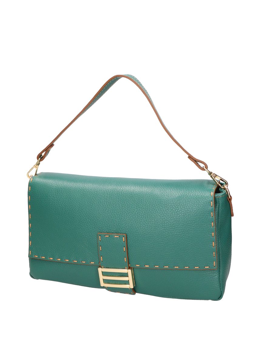 Elegante Baguette-Tasche aus genarbtem Leder