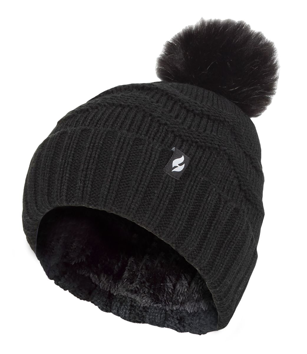 Zick-Zack-Strickmütze mit Bommel