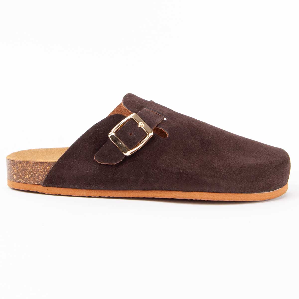 Komfort-Clogs aus Wildleder mit Schnalle
