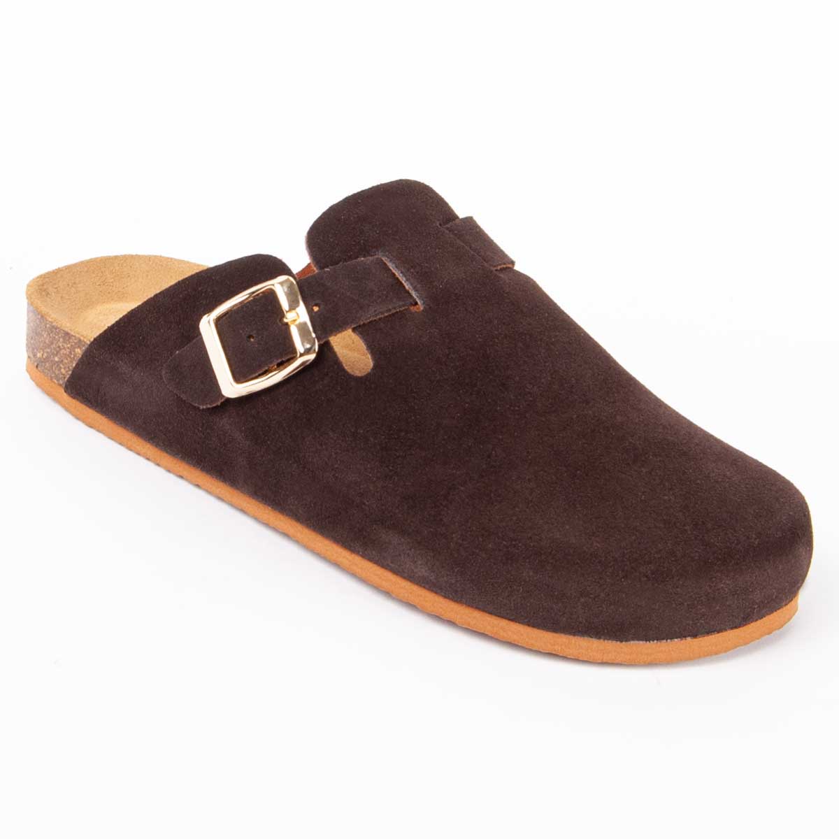 Komfort-Clogs aus Wildleder mit Schnalle