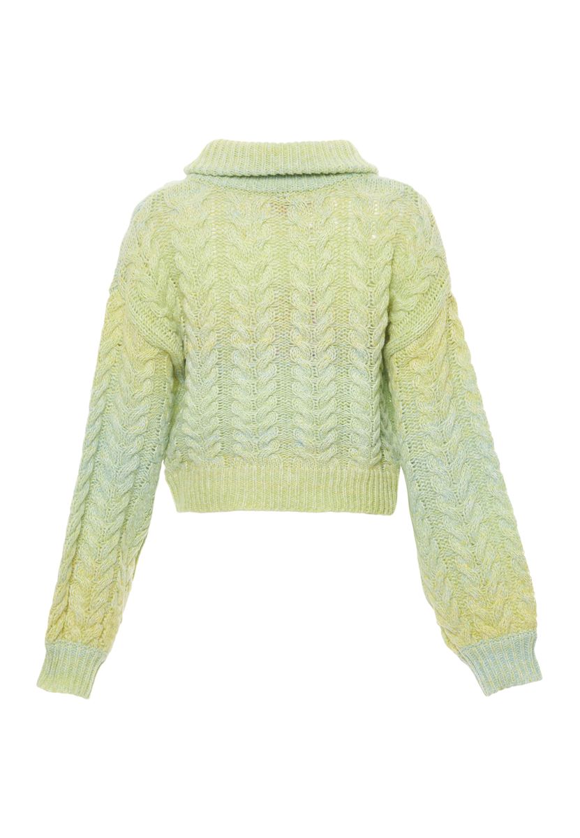 Zopfstrickjacke mit Zwei-Wege-Reißverschluss