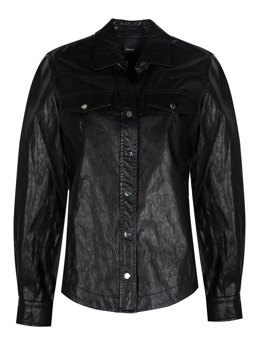 Strukturierte Hemdjacke im Leder-Look