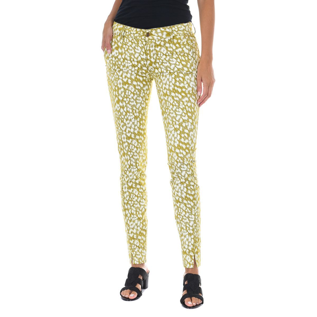 Schmale Baumwollhose mit Leopardenmuster