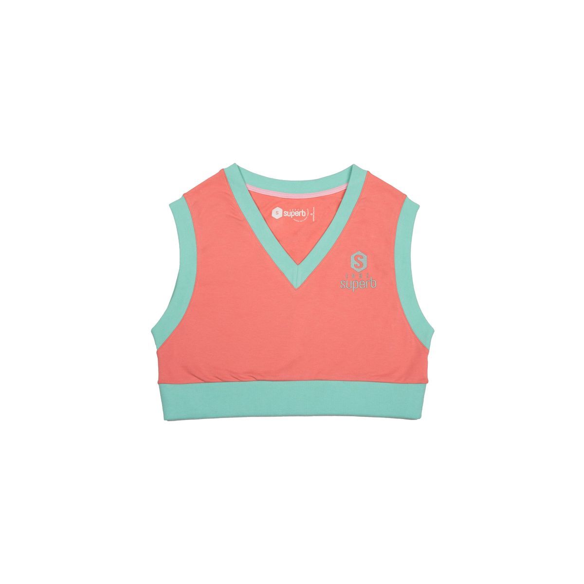 Crop-Top mit Kontrast-V-Ausschnitt