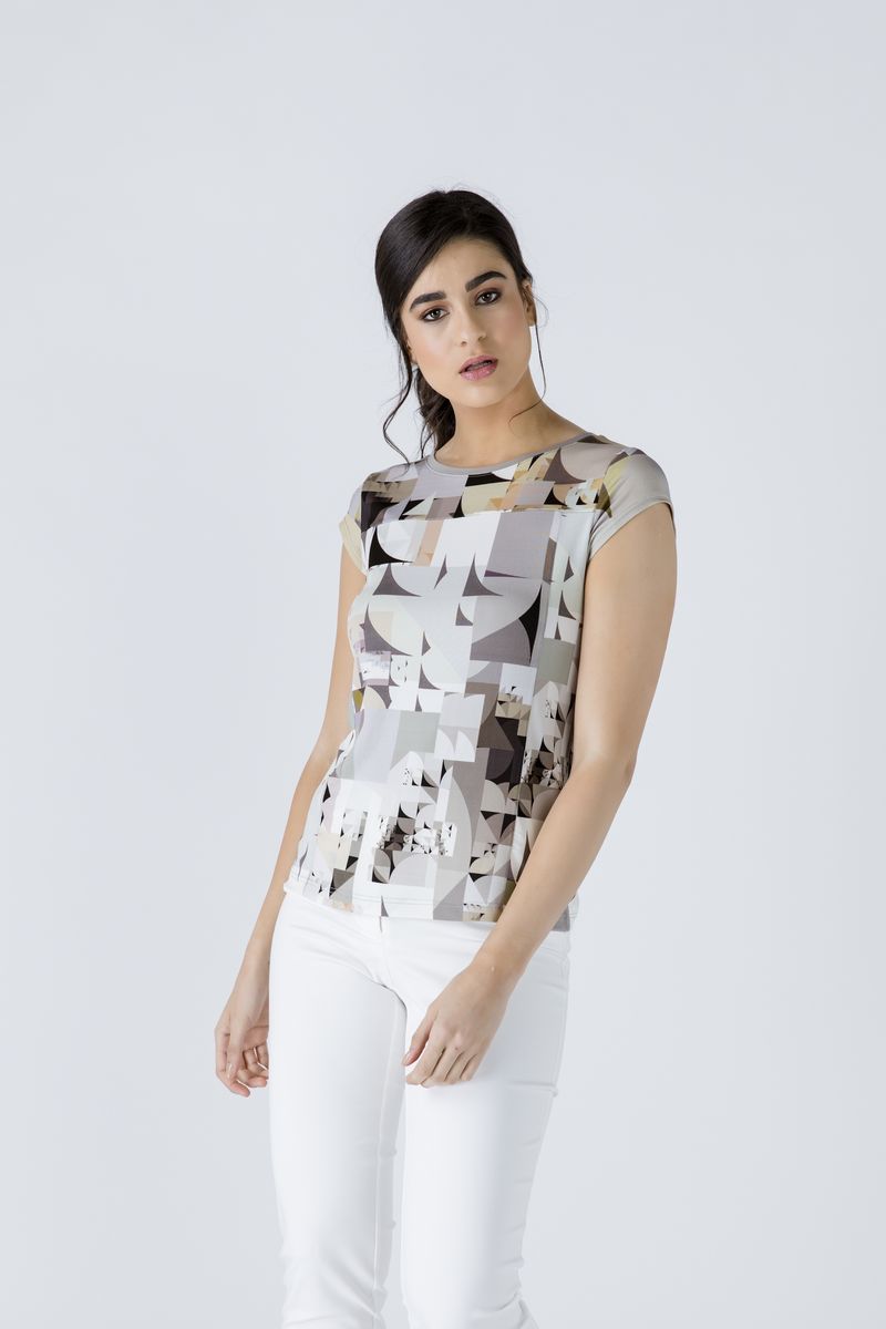 Tailliertes Top mit abstraktem Print