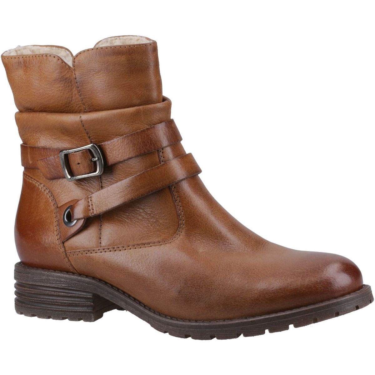 Strukturierte Lederstiefeletten mit Schnallen
