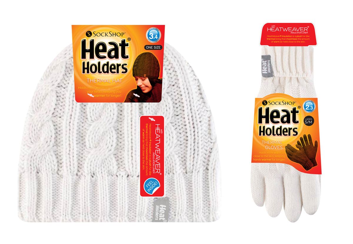 Thermisches Zopfstrick-Set aus Mütze und Handschuhen