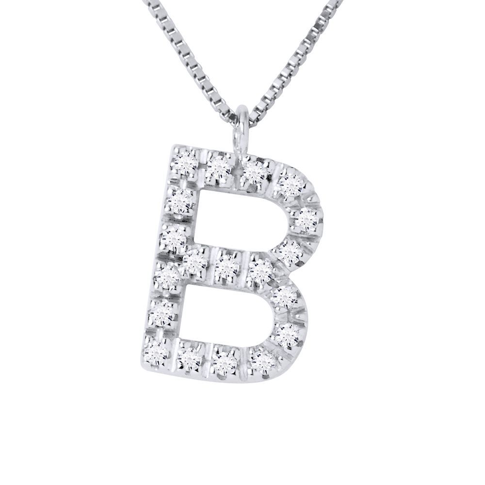 Diamant-Pavé-Halskette mit Buchstabe B