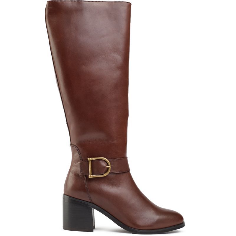 Klassische Kniehohe Lederstiefel mit Schnalle