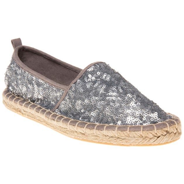 Espadrilles mit Metallic-Pailletten-Besatz
