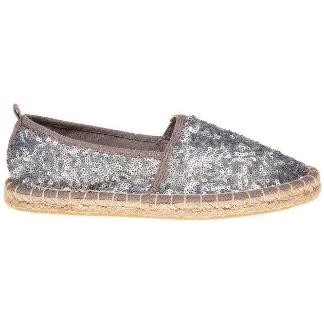 Espadrilles mit Metallic-Pailletten-Besatz