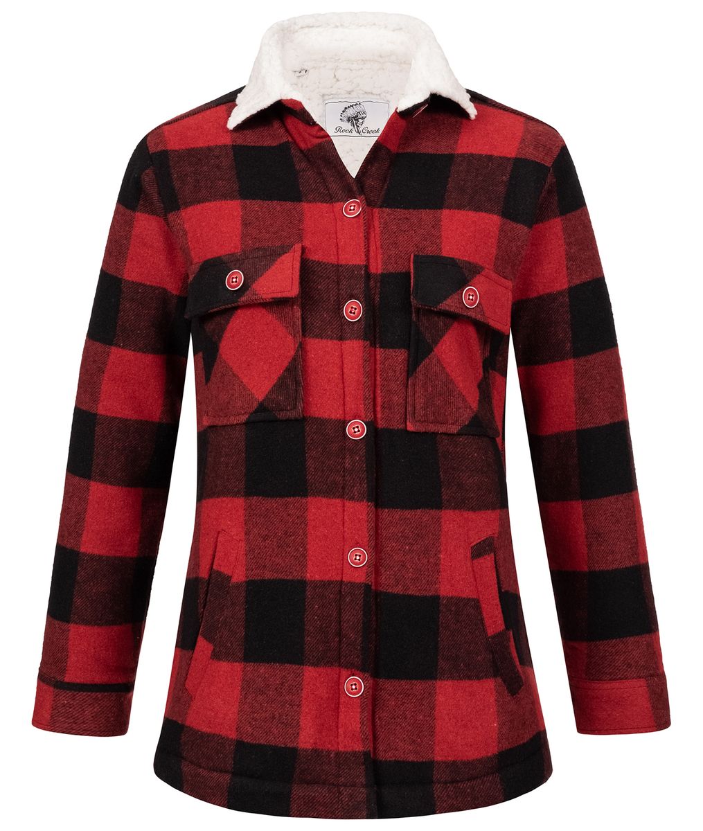 Sherpa-Gefüttertes Karo-Flanell Shacket