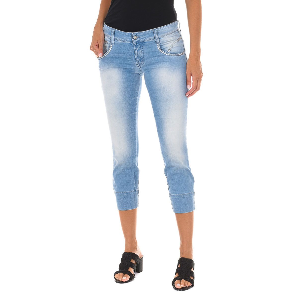 Strass-verzierte Denim-Piratenhose