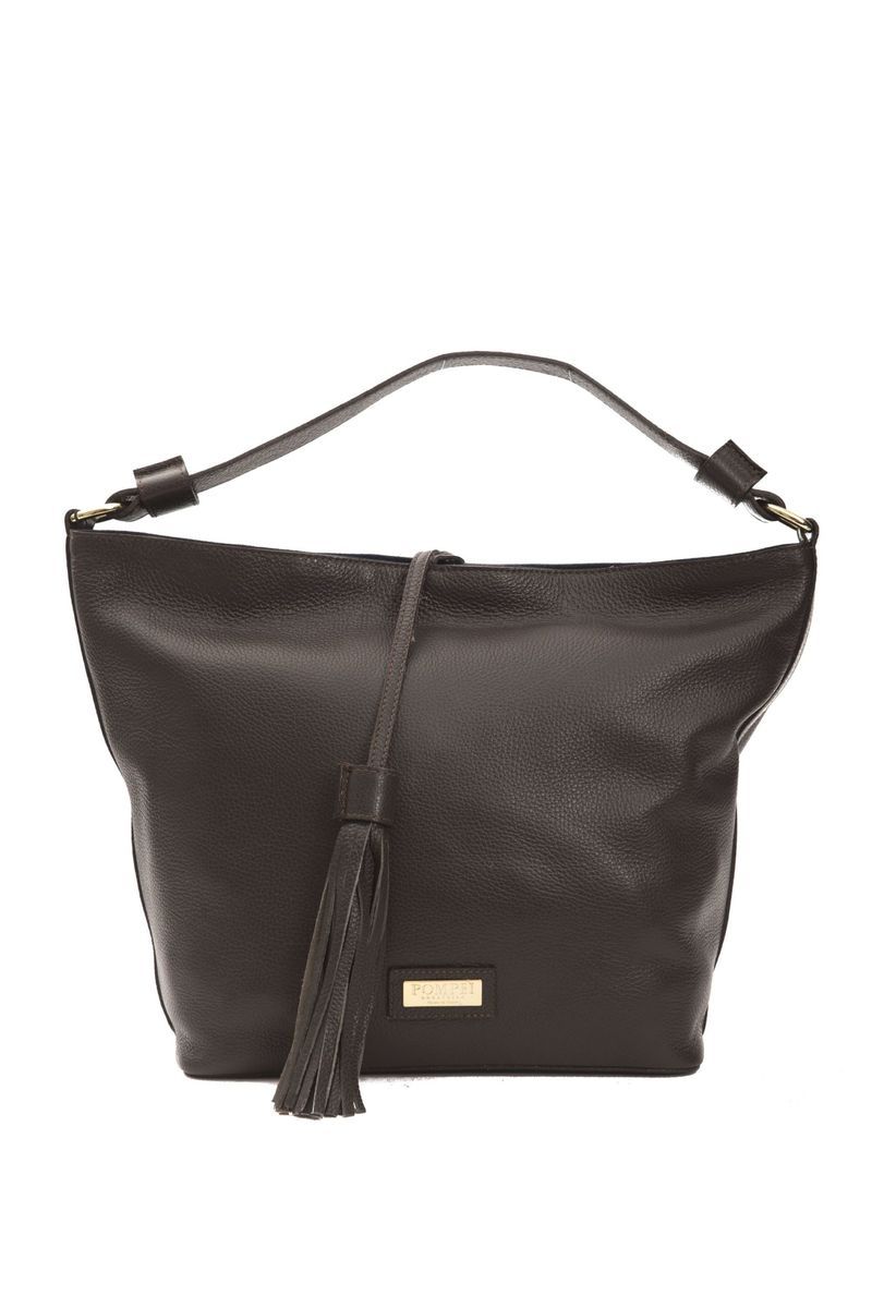 Schultertasche aus Leder mit Quaste