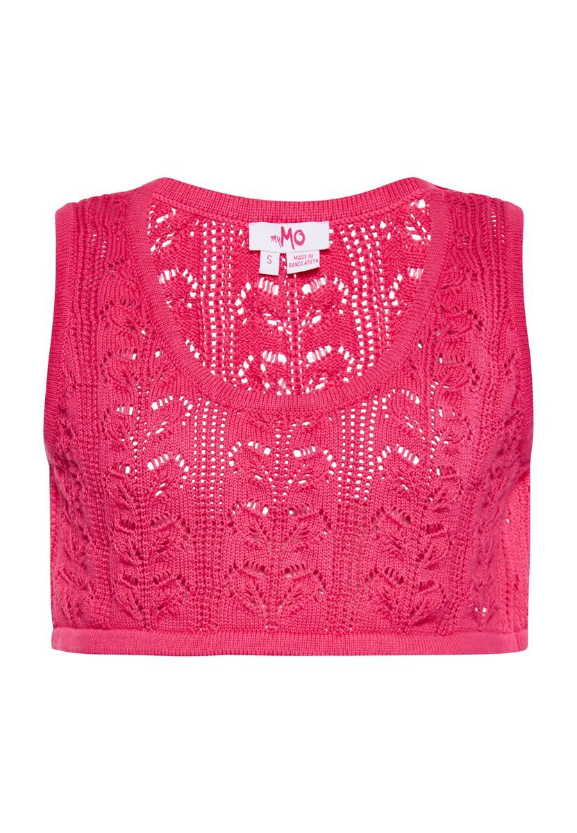 Gehäkeltes Crop-Top mit Lochmuster