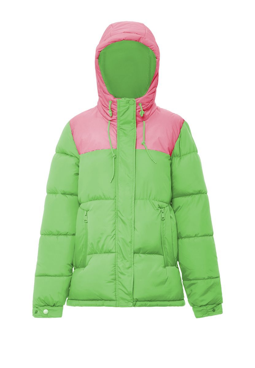 Wattierte Bicolor-Pufferjacke mit Kapuze