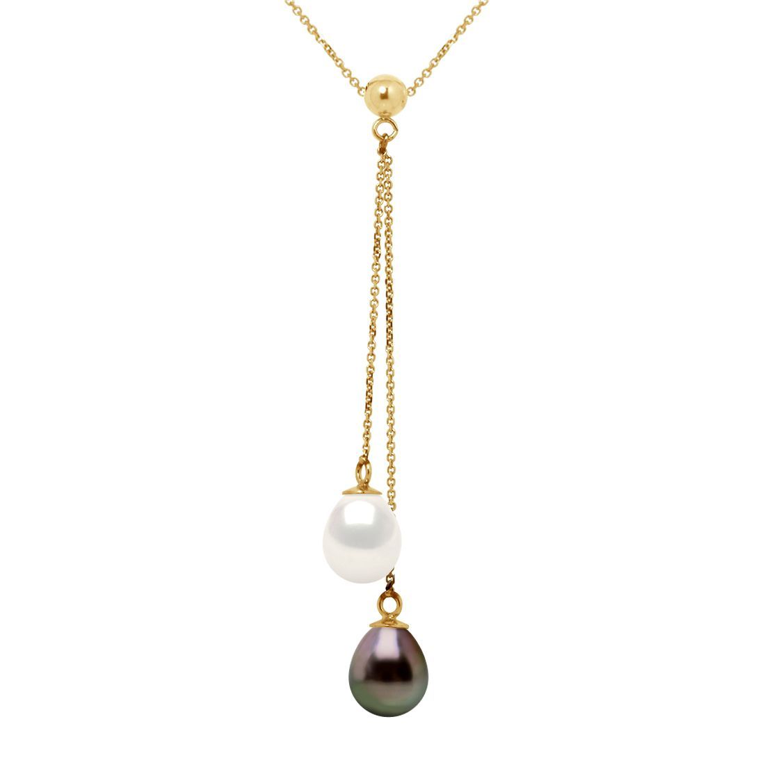 Perlen-Lariat-Halskette in Gold