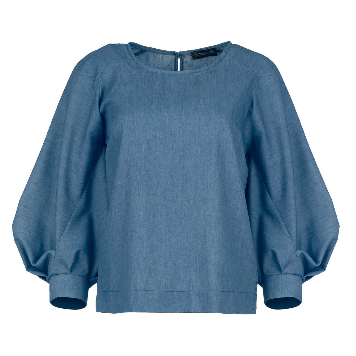 Oberteil mit Bishop-Ärmeln im Denim-Stil