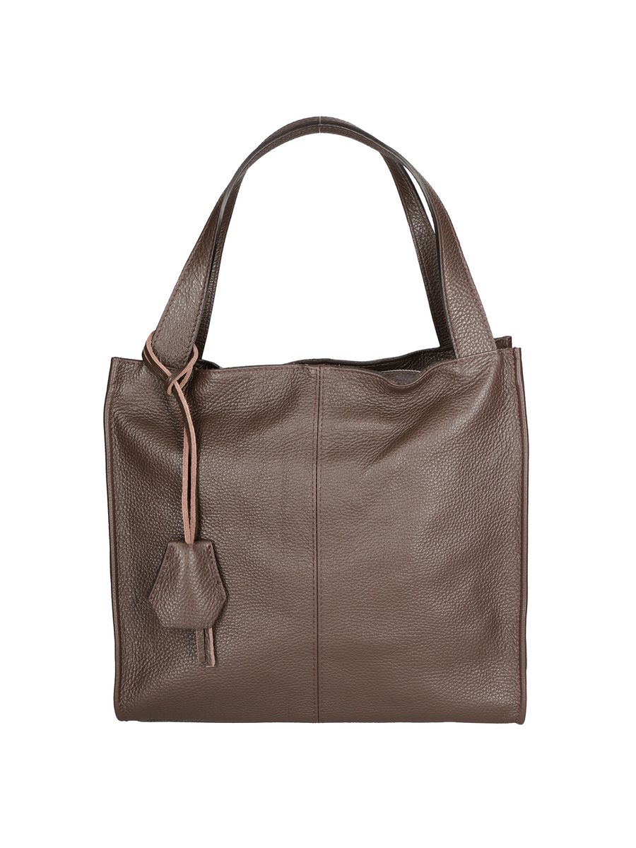Gekörnte Leder-Shopper-Tasche mit Anhänger