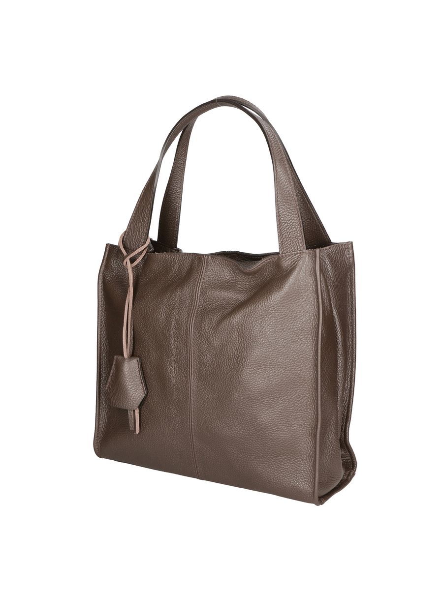 Gekörnte Leder-Shopper-Tasche mit Anhänger