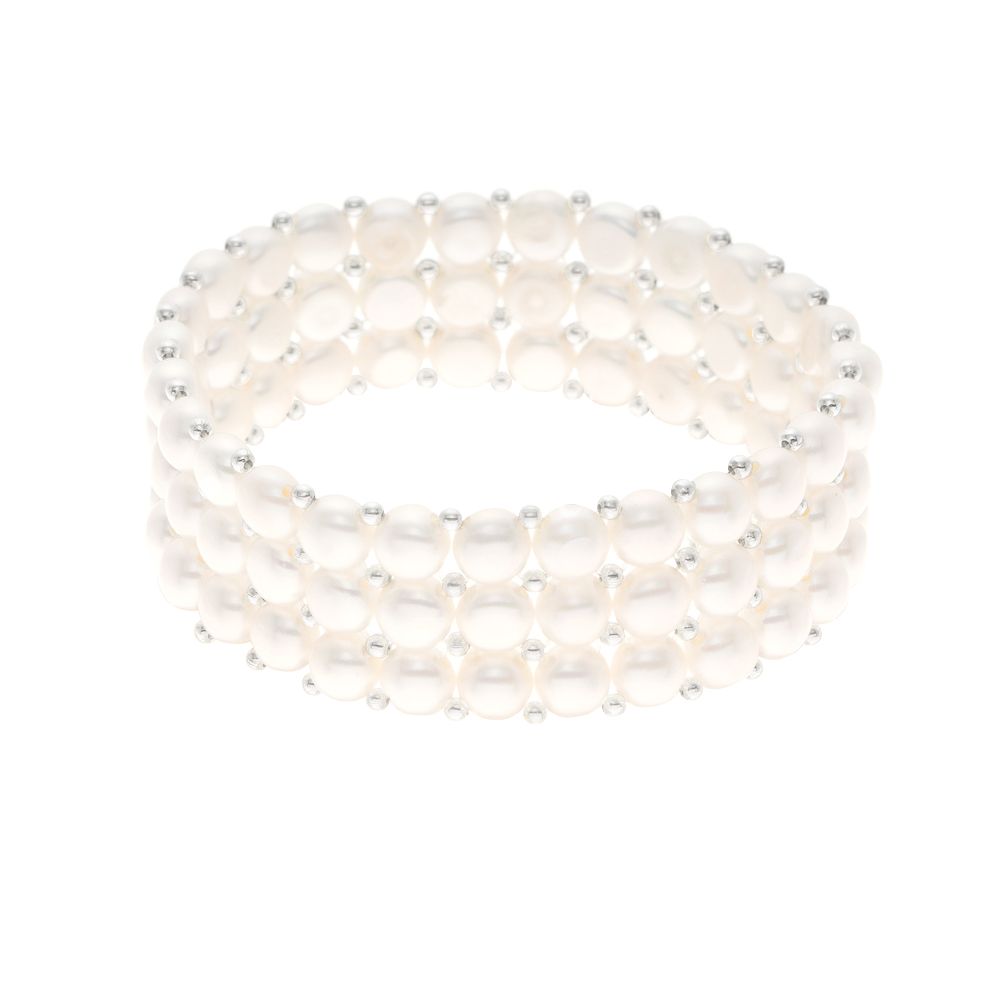 Dreireihiges Süßwasserperlen Armband