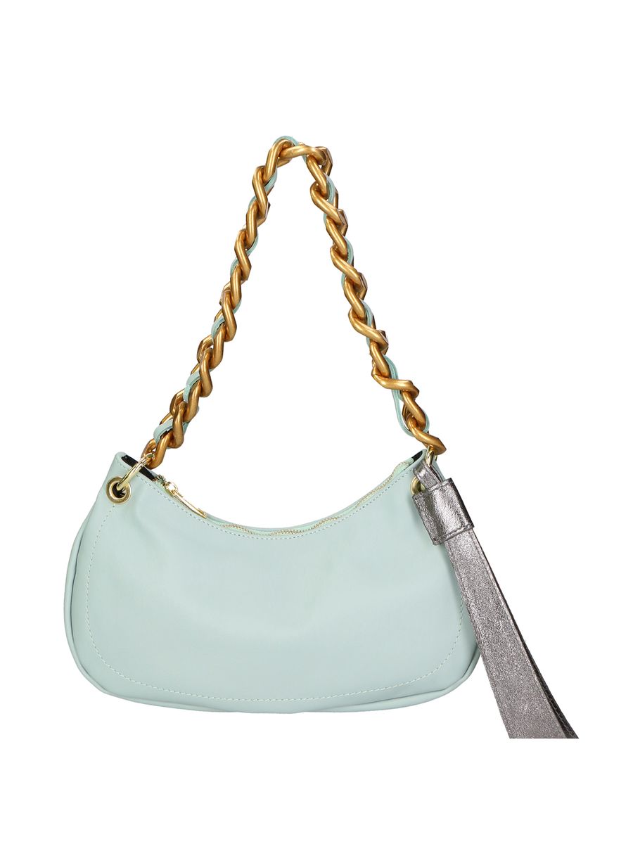 Halbmond-Lederhandtasche mit Kettenriemen
