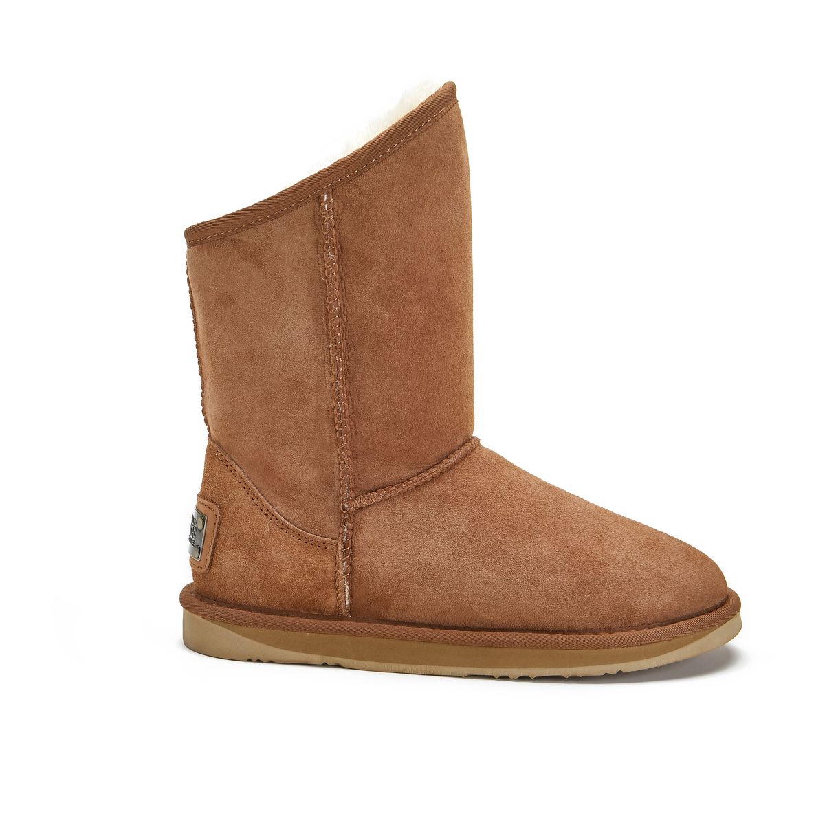 Asymmetrische Lammfell Wildlederstiefel