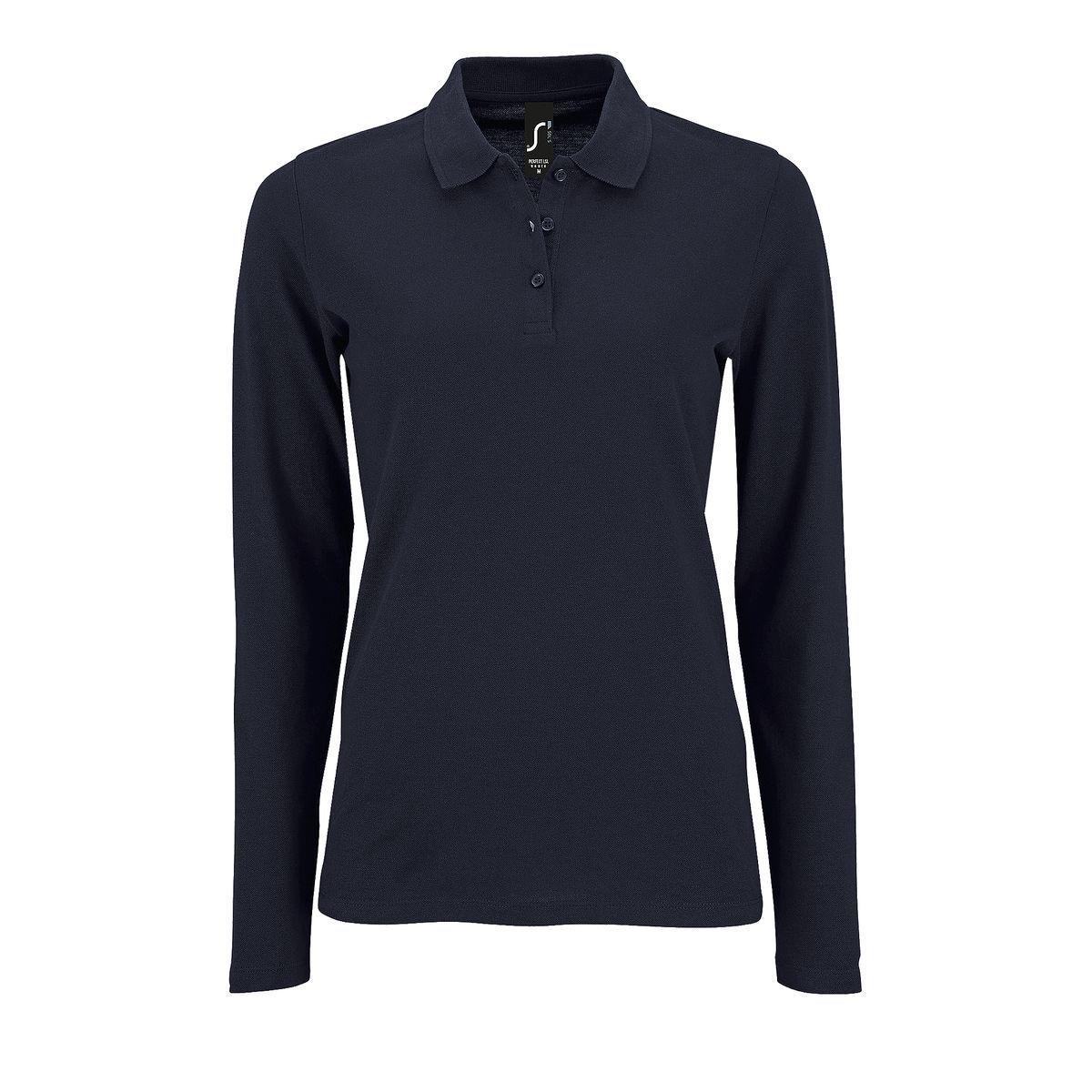 Tailliertes Langarm-Piqué-Poloshirt