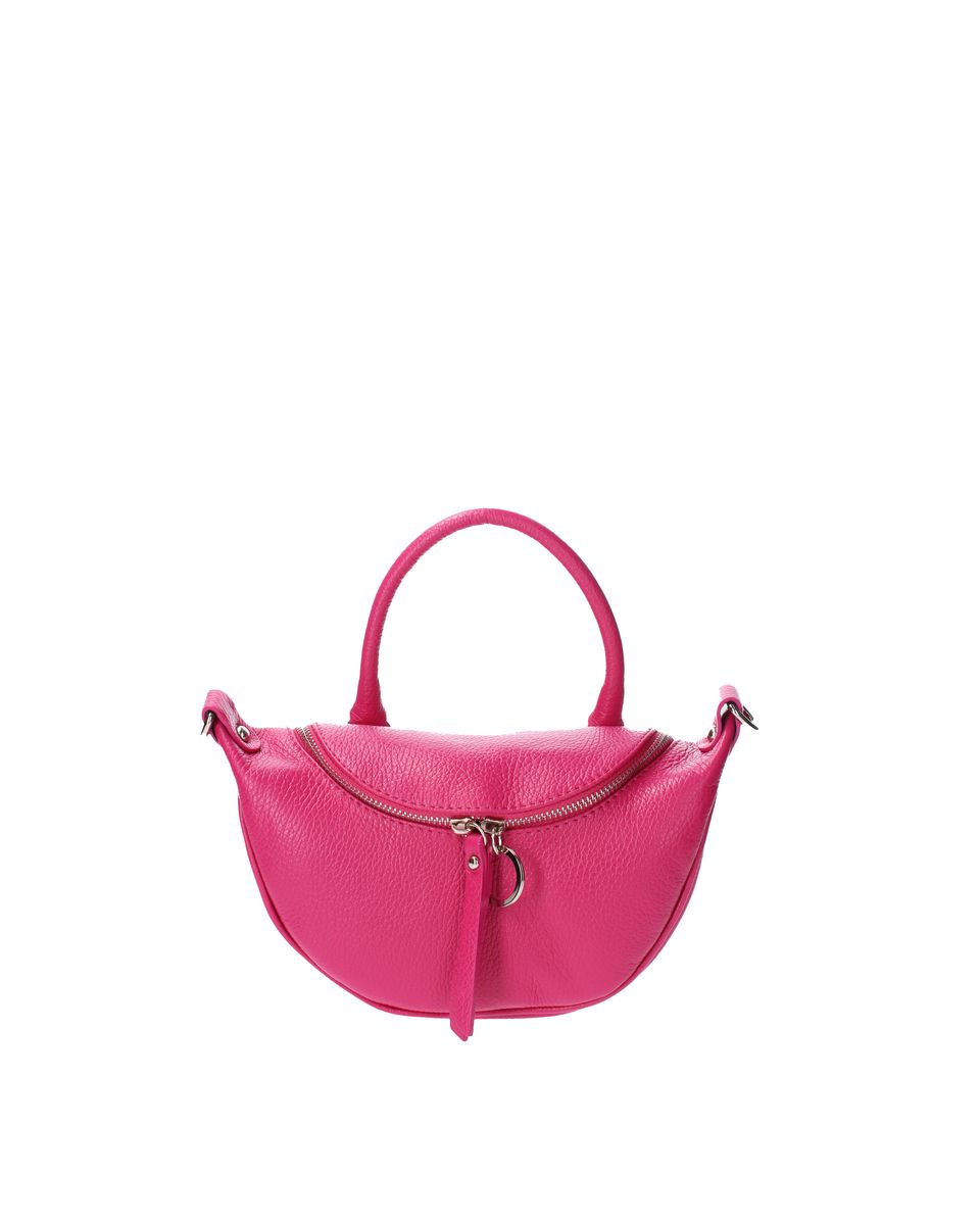 Halbrunde Lederhandtasche mit Tragegriff