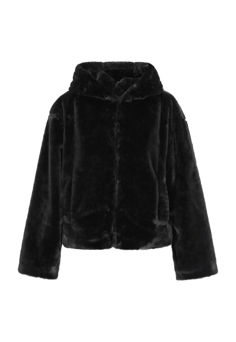 Plüschige Kapuzenjacke aus Kunstfell