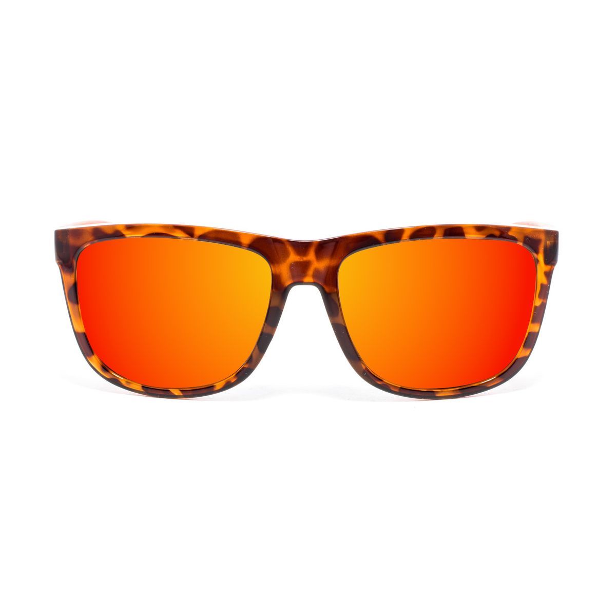 Quadratische Schildpatt-Sonnenbrille mit Spiegelgläsern