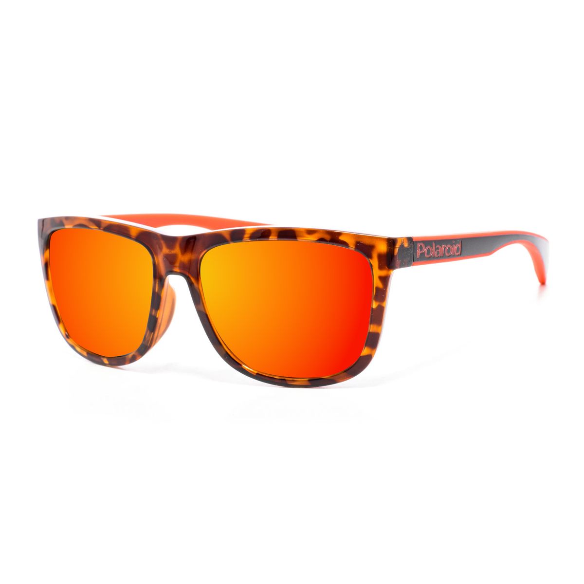 Quadratische Schildpatt-Sonnenbrille mit Spiegelgläsern