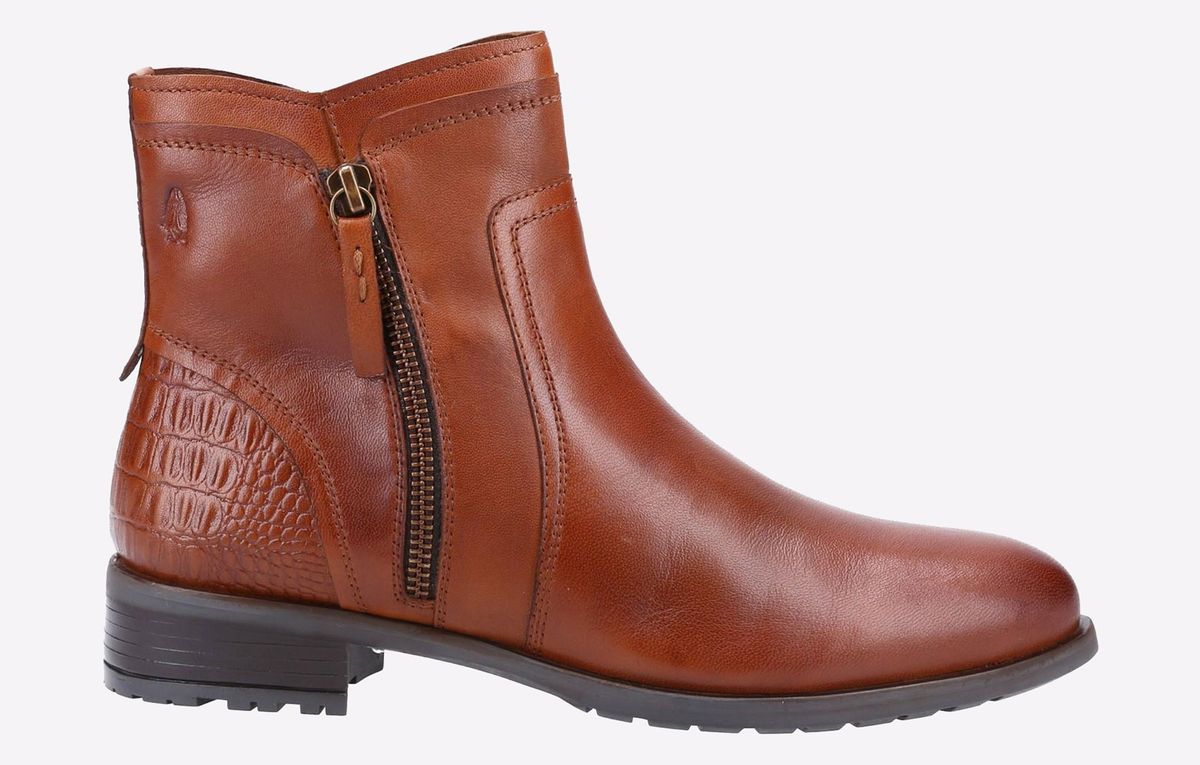 Klassische Leder-Stiefeletten mit Krokoprägung