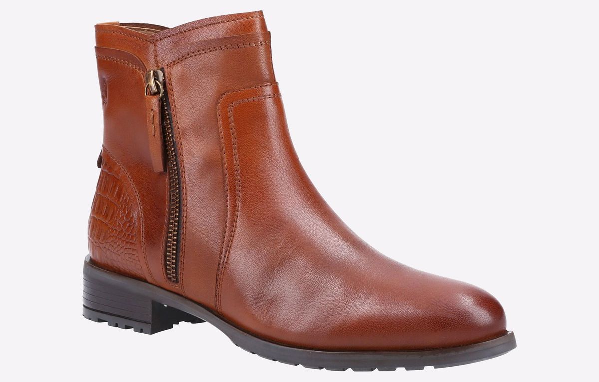 Klassische Leder-Stiefeletten mit Krokoprägung