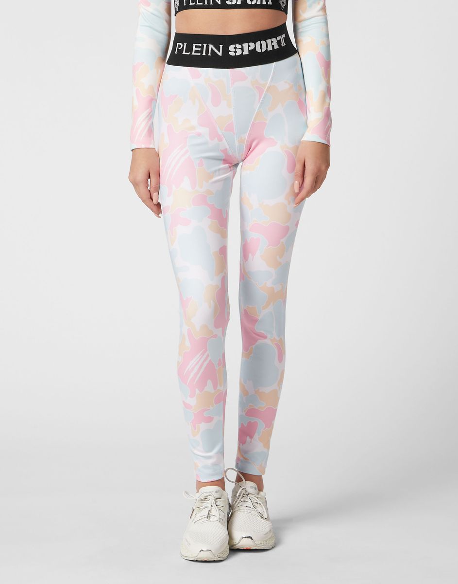 Performance-Leggings mit Camouflage-Muster in Pastell
