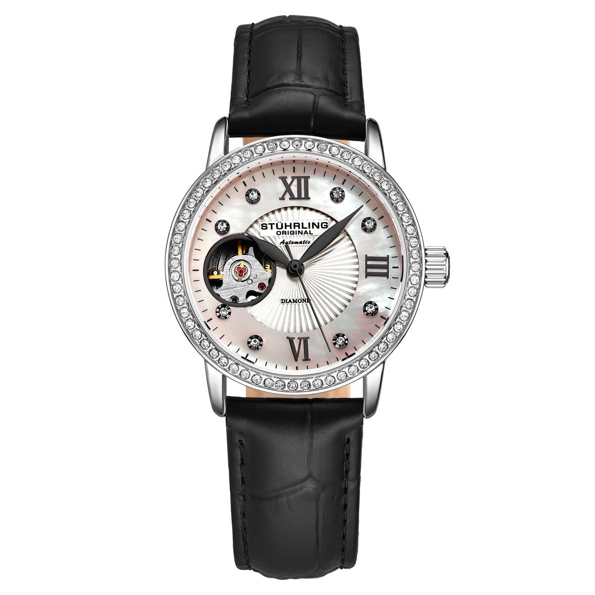 Elegante Automatik-Uhr mit Perlmutt-Zifferblatt