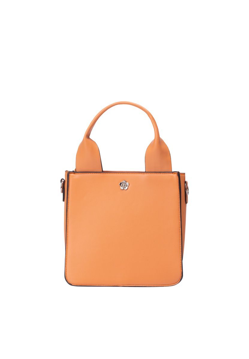 Strukturierte Henkeltasche mit Blumendetail