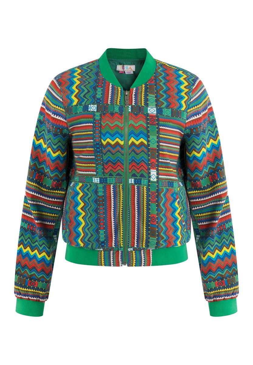 Baumwoll-Blouson mit Ethno-Muster
