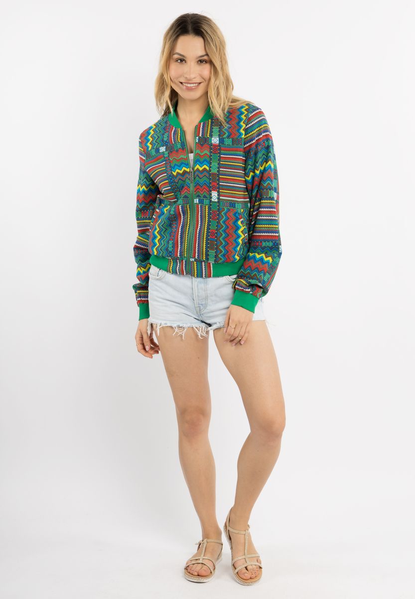 Baumwoll-Blouson mit Ethno-Muster
