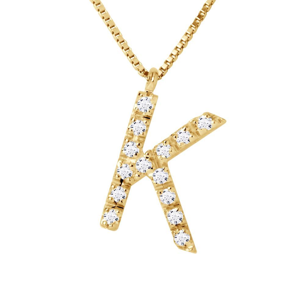 Diamant Buchstabe K Initialen Halskette