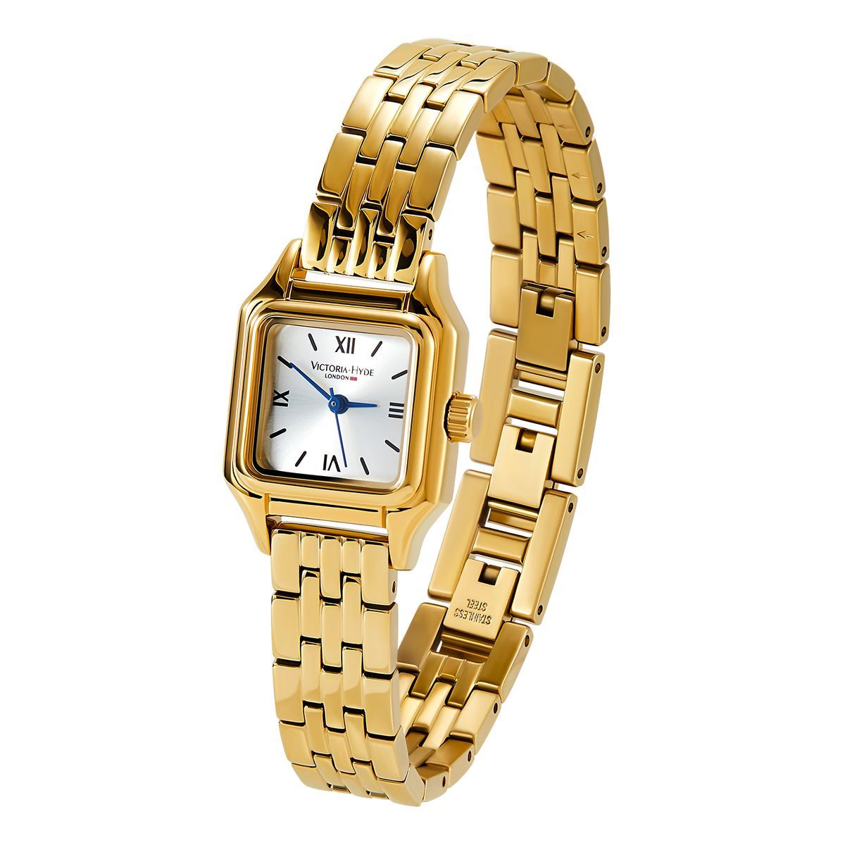 Elegante quadratische Uhr mit Gliederarmband