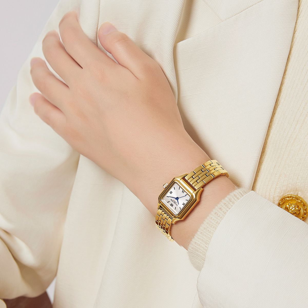 Elegante quadratische Uhr mit Gliederarmband
