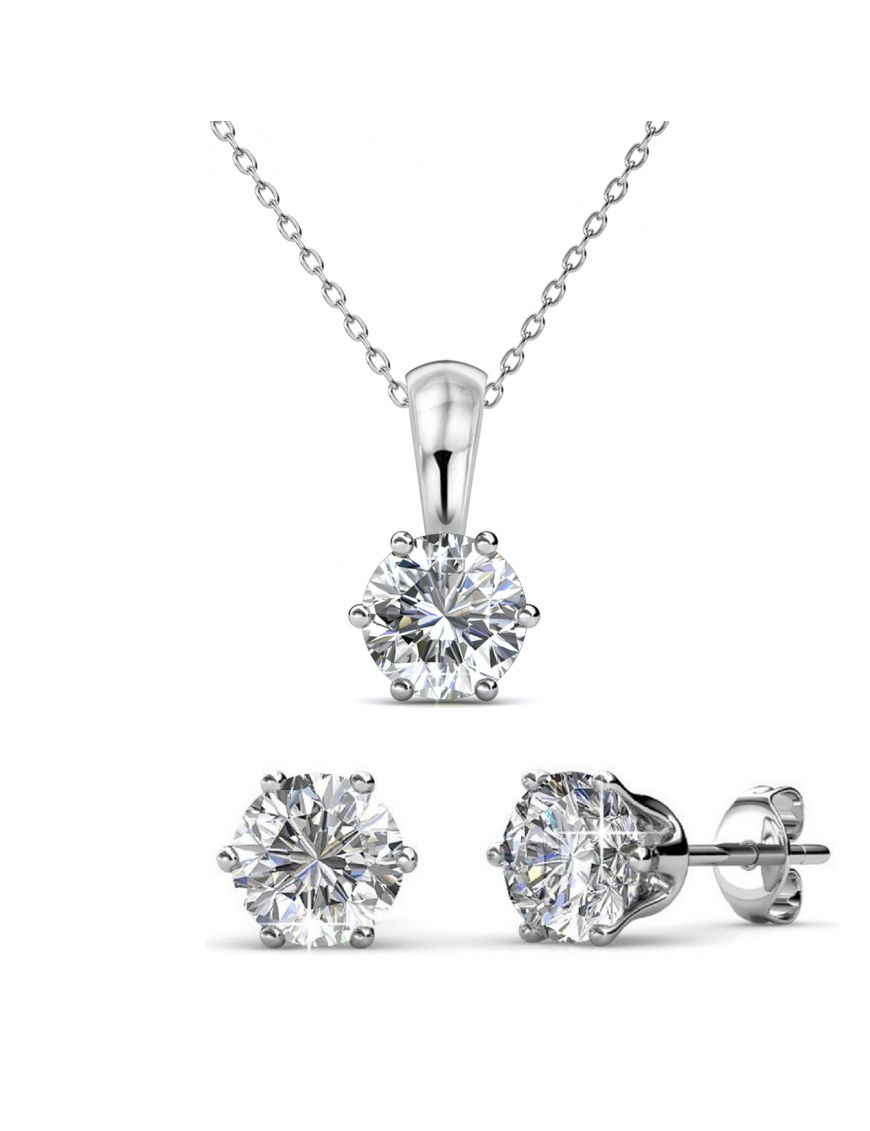 Elegantes Solitär-Kristall-Schmuckset