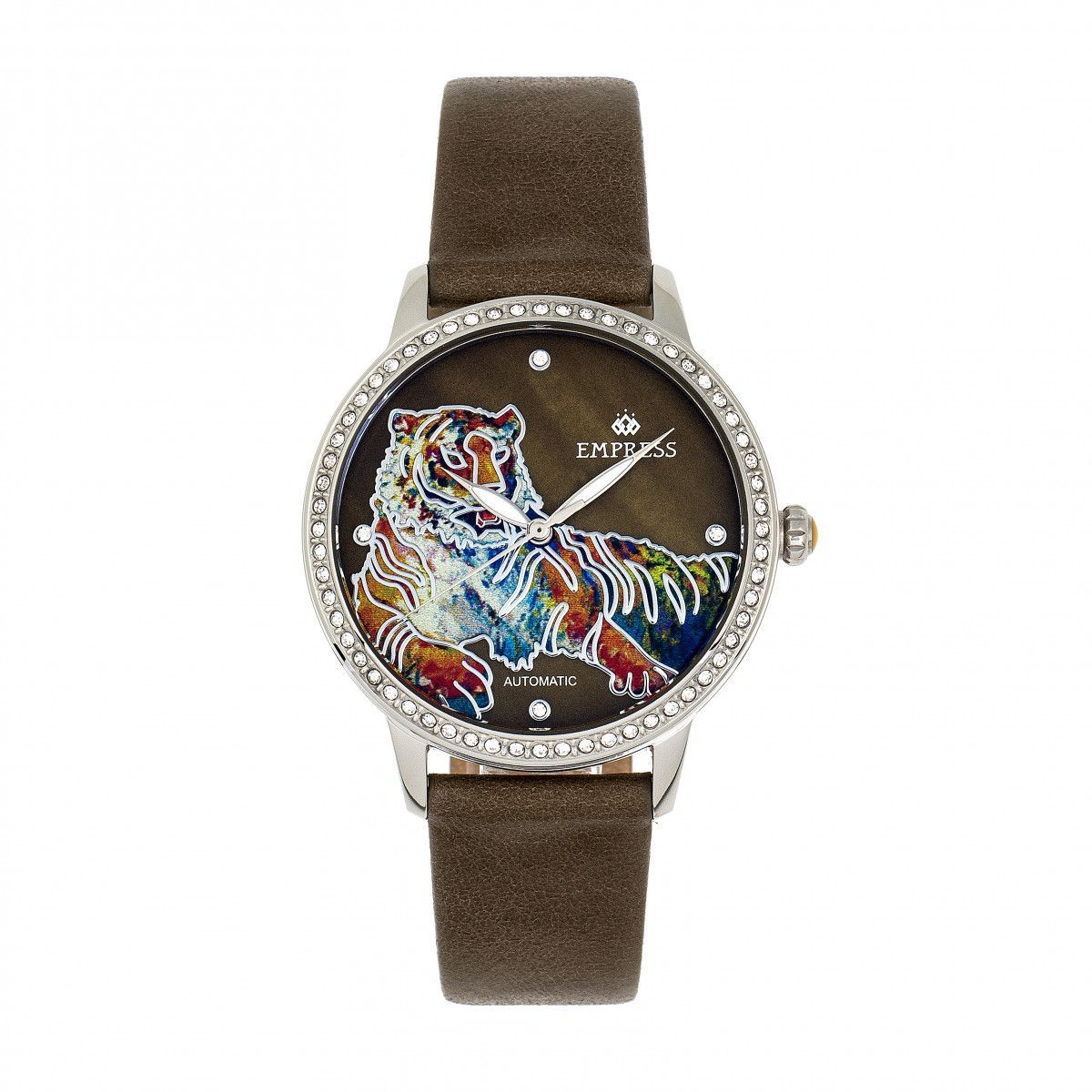 Künstlerische Automatikuhr mit Tigermotiv