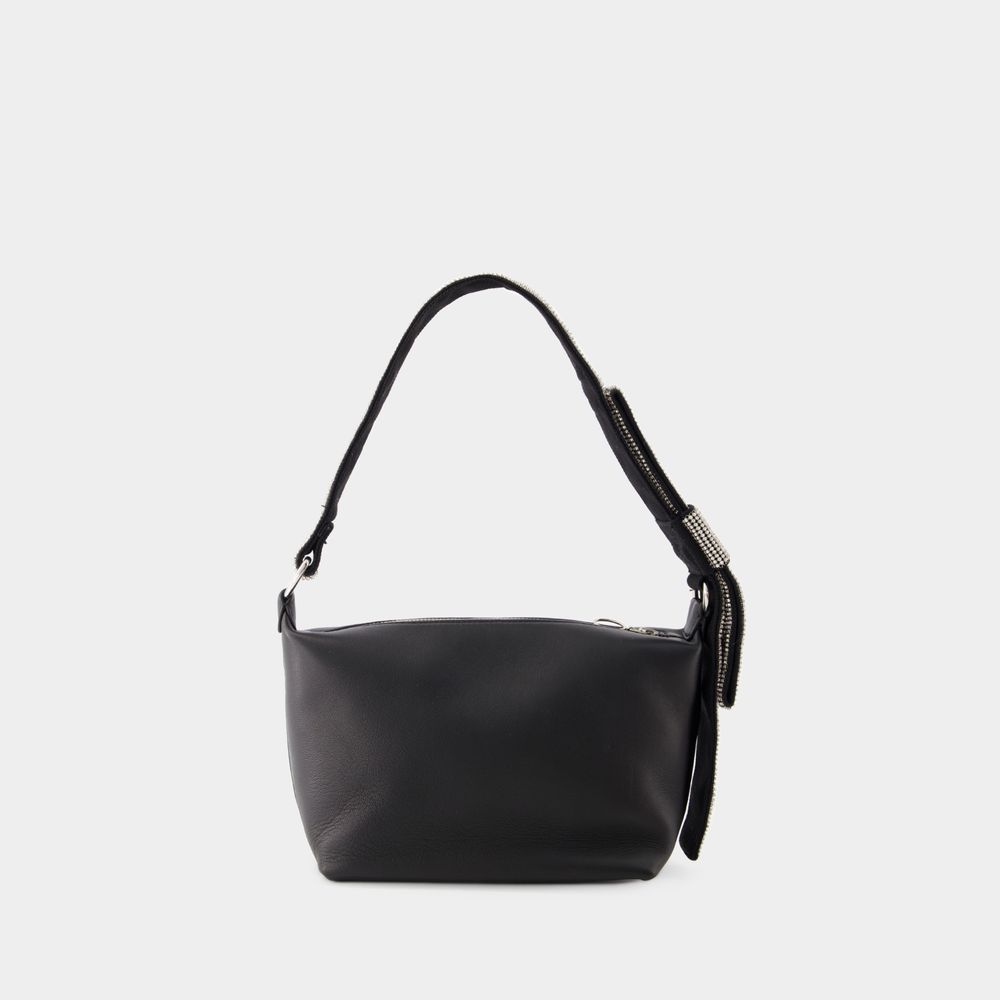 Hobo-Tasche aus Leder mit Kristallschleife