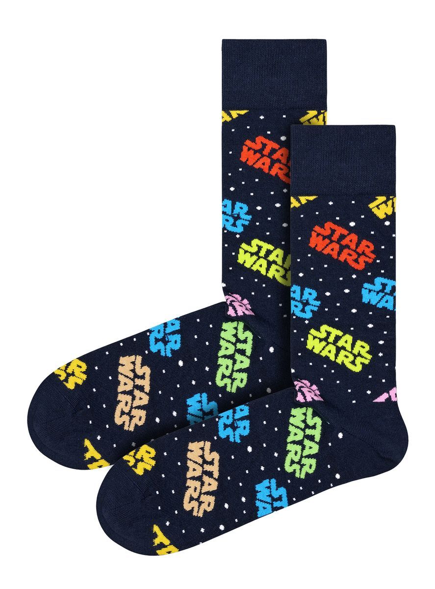 Bunte Socken mit Weltraum-Logomuster